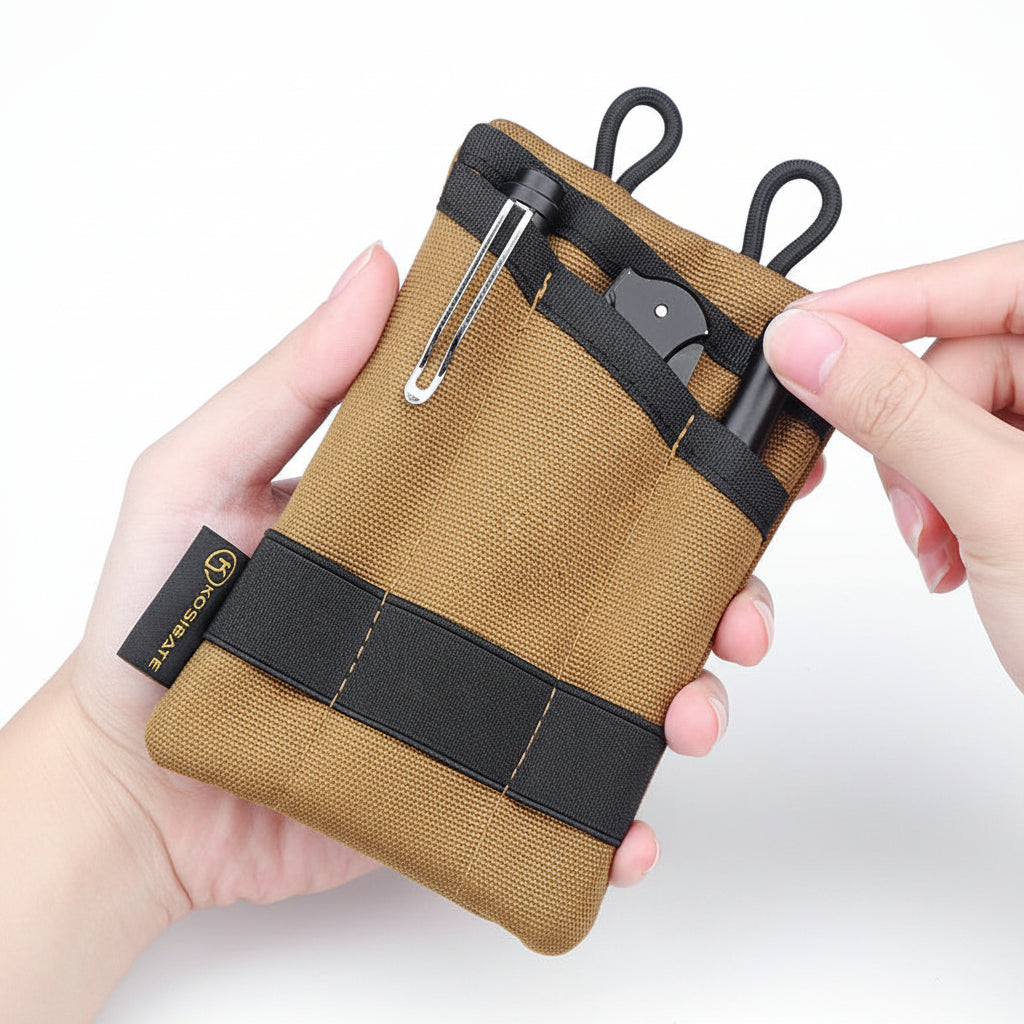 AVERX Nylon Mini EDC Pouch khaki belt loop and clip detail