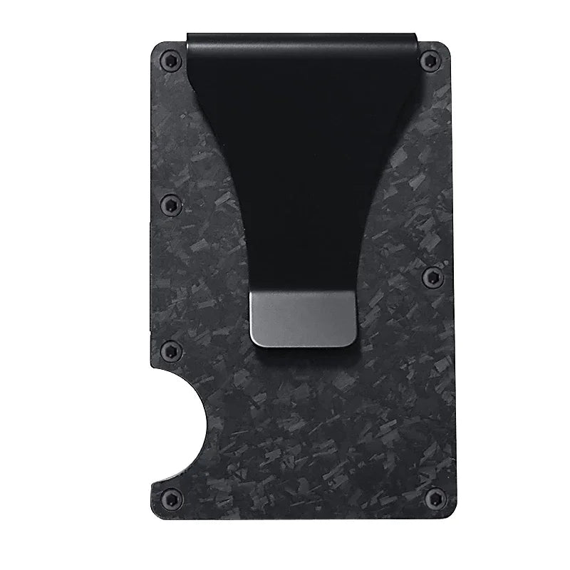 AVERX Forged Carbon Wallet matte black weave texture front view