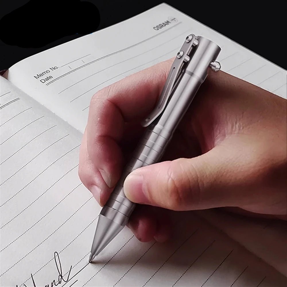 THE APEX Titanium Bolt Action Pen - AVERX GearAVERX Titanium Bolt Action Pen matte finish side profile AVERX Gear