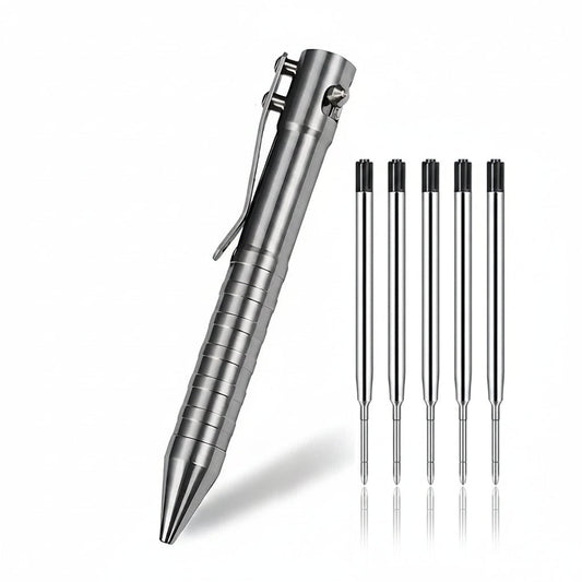 THE APEX Titanium Bolt Action Pen - AVERX GearAVERX Titanium Bolt Action Pen precision machined front view AVERX Gear